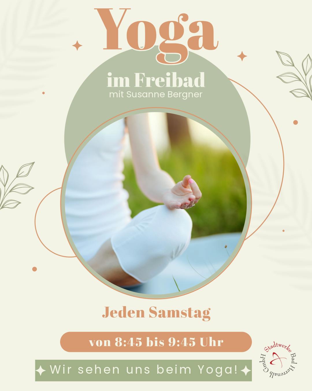 Werbeplakat mit den Daten zum YogaKurs im Freibad